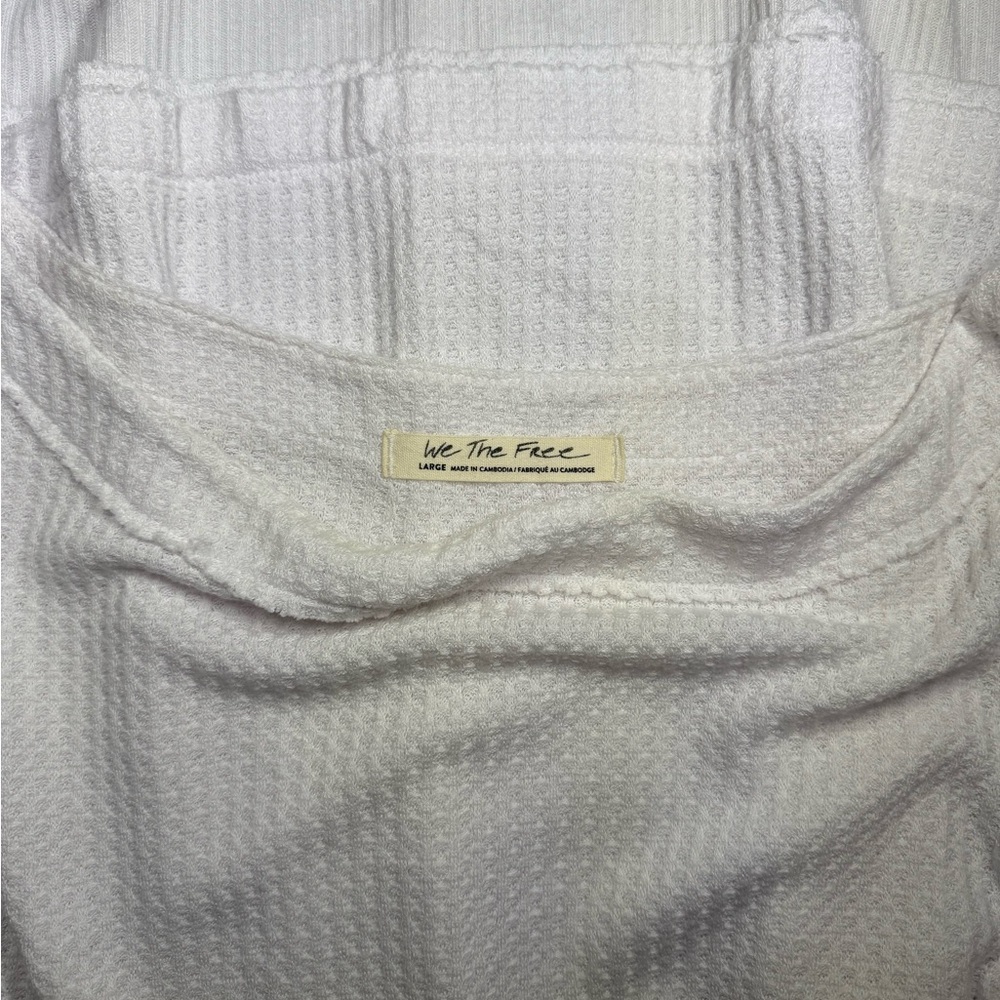 We The Free Ivory Waffle Knit Top